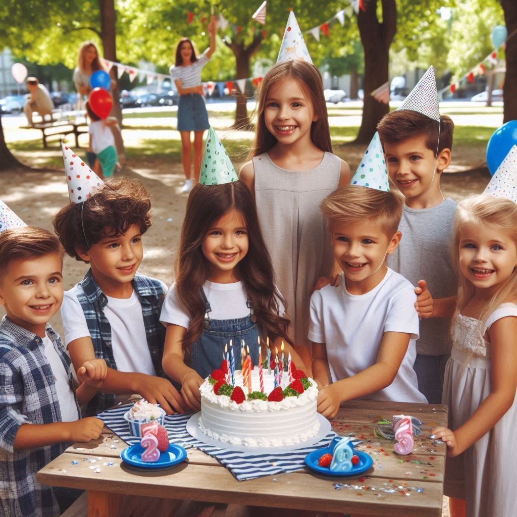 Unos niños celebrando un cumpleaños en el parque del soto